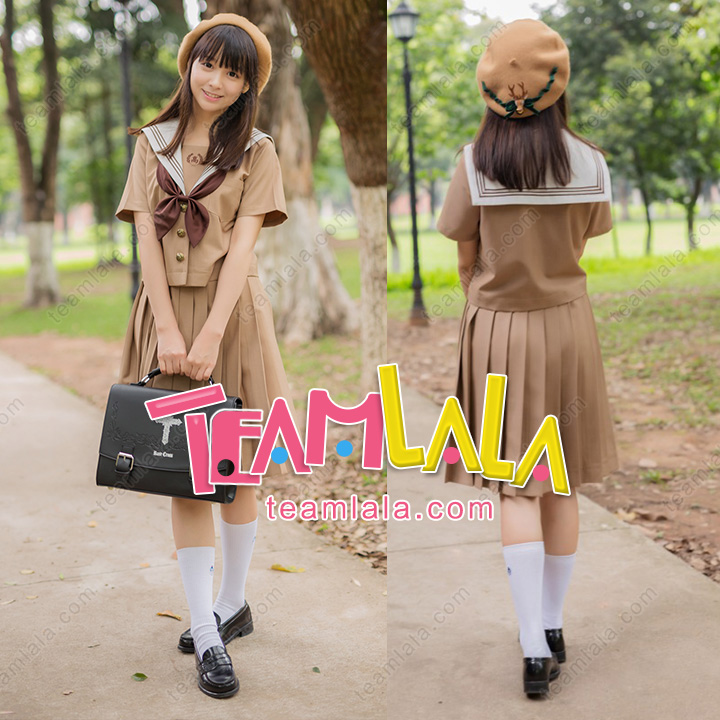 チョコレート色大きいサイズ女子高生夏服