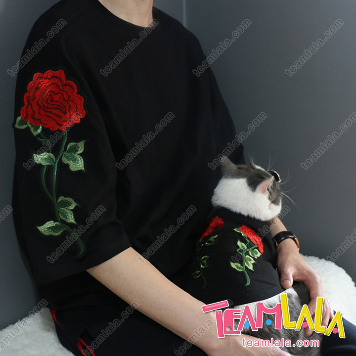 猫犬バラ飾り半袖