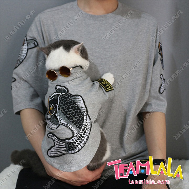錦鯉刺繍の猫犬Tシャツ夏