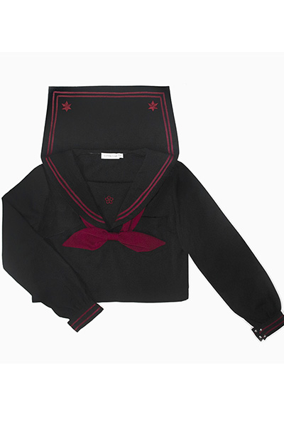 JK高品質桜刺繍セーラー服,黒地赤2本ライン学生服,不良少女コスプレ衣装 