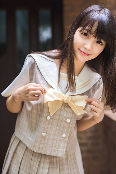 JKライト茶色チェック柄セーラー服,大きいサイズ,関東衿学生服