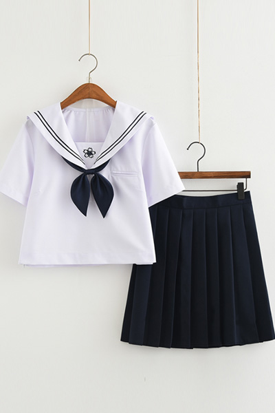 JK風サクラ刺繍セーラー制服,関西襟水兵風紺女子高生コスプレ衣装