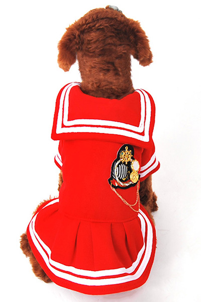 チワワ海軍風洋服ワンピース,春夏専用小型犬仮装半袖服