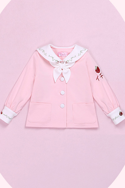 ピンク子供セーラー制服,いちご模様小学生制服
