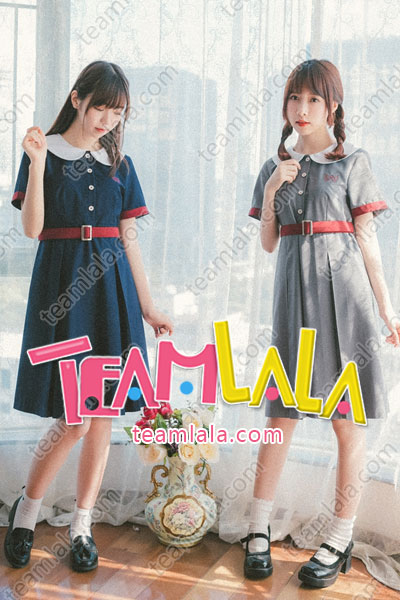 清楚なお嬢さん風！TEAMLALAオリジナル制服ワンピース・丸襟少女服新品販売！